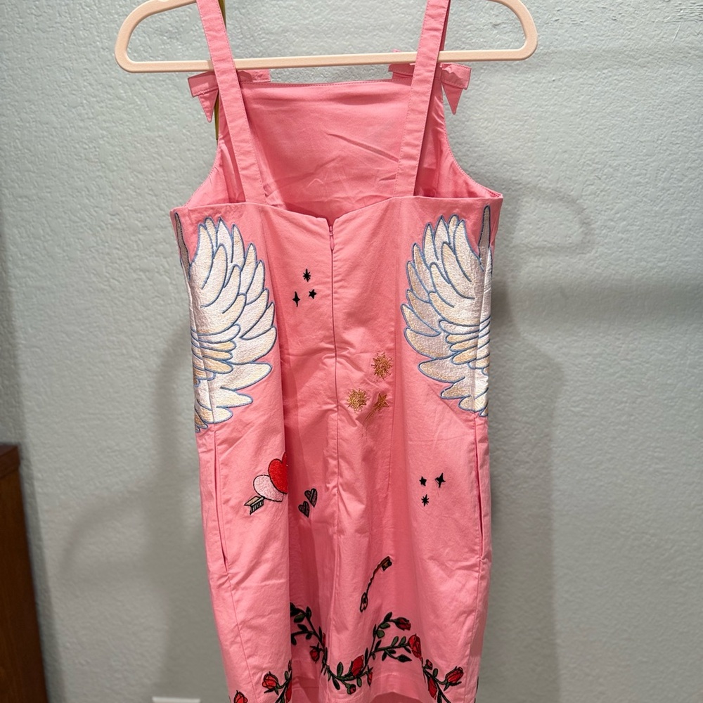 Anthropologie Maeve Pink Swan Embroidered Dress XS - Picture 4 of 10